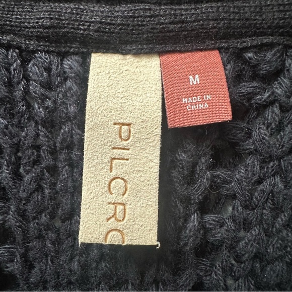 Anthropologie Pilcro Top Cable-Knit Sweater Tank Button Front Knit Black Sz M - Picture 8 of 11